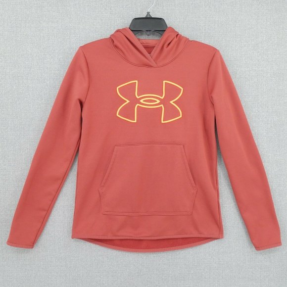 Under Armour Hoodie Sweater Womens Extra Small Red Loose Kangaroo Pocket - Picture 1 of 9
